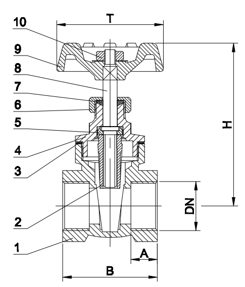 Brass Threaded Gate Valve Construction